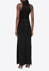 Galvan London Bugle Embroidered Cocktail Dress Black DR8655_BLACK