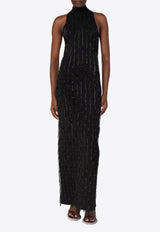 Galvan London Bugle Embroidered Cocktail Dress Black DR8655_BLACK