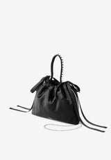 Jimmy Choo Mini Drawstring Satin Shoulder Bag Black DRAWSTRING MINI TH KS BLACK/BLACK/SILVER