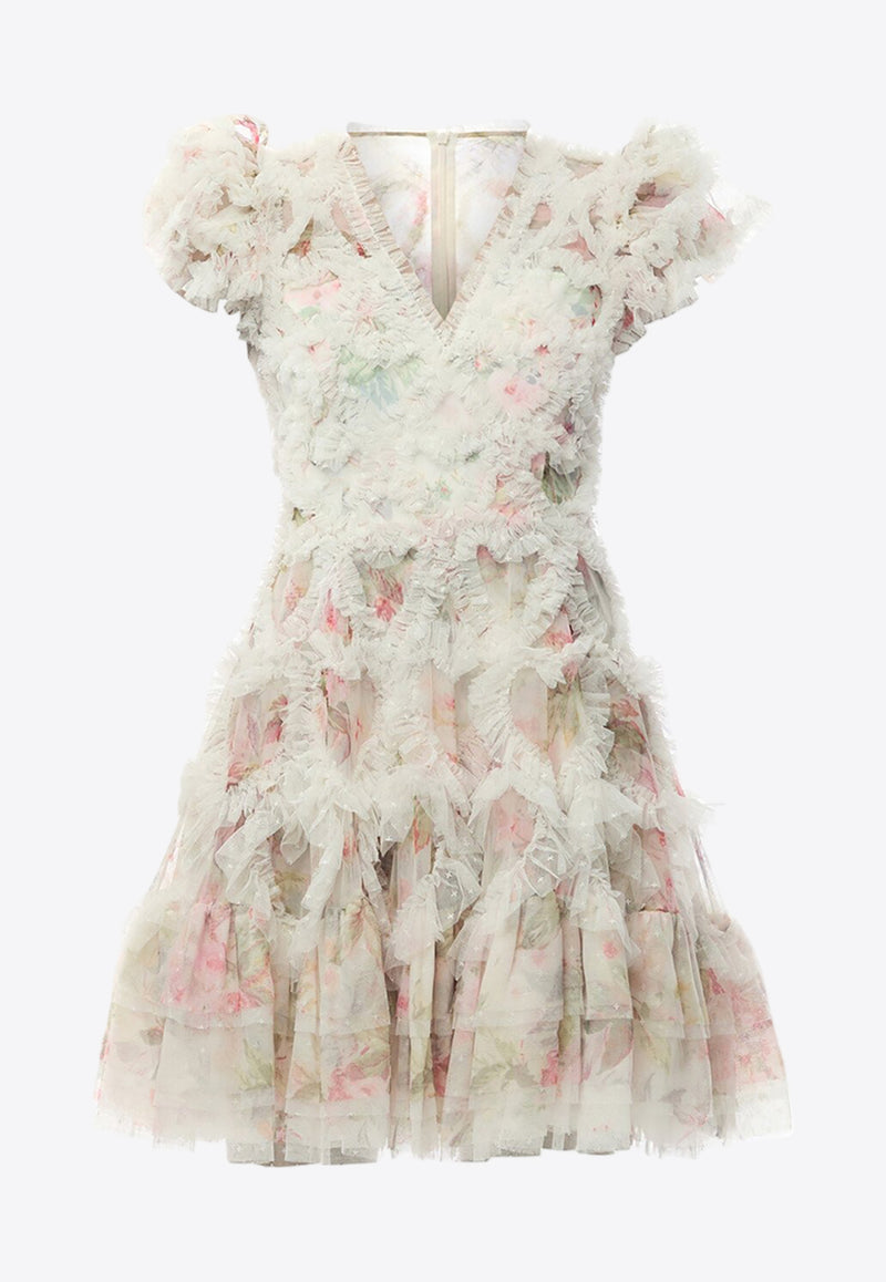 Needle & Thread Paradise Garden Amorette Mini Dress DS-SS-69-RPF24-MOOWHITE MULTI
