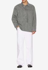 JW Anderson Long-Sleeved Denim Rugby Shirt Gray DS0014_LIGHT GREY
