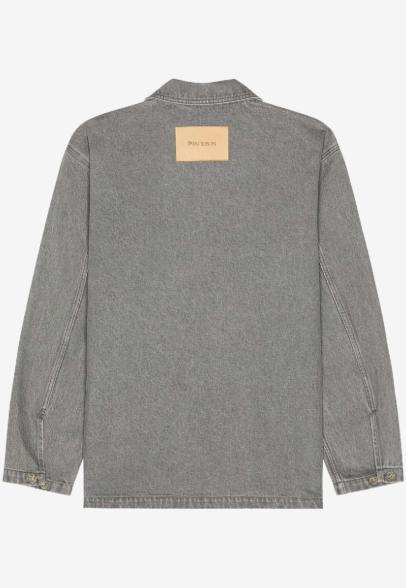 JW Anderson Long-Sleeved Denim Rugby Shirt Gray DS0014_LIGHT GREY