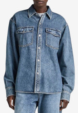 JW Anderson Logo Patch Oversized Denim Shirt Denim DS0016-PG1855_DENIM
