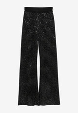 Pants Knitted Sequined Flared Pants Multicolor DS26SI08_BLACK MULT