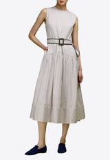 LOVE Binetti Noah Belted Stripe Midi Dress Beige DS292 Noah_BEIGE