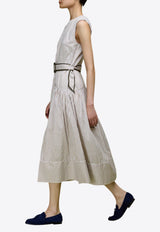 LOVE Binetti Noah Belted Stripe Midi Dress Beige DS292 Noah_BEIGE