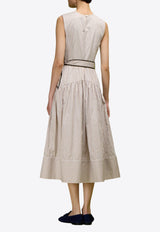 LOVE Binetti Noah Belted Stripe Midi Dress Beige DS292 Noah_BEIGE