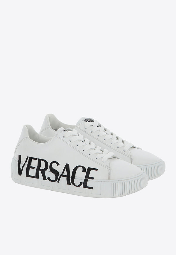 La Greca Sneakers with Logo Print Versace White DSU8404-DV51G-D0141