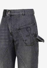 JW Anderson Twisted Workwear Washed Jeans Gray DT0068_PG1195_929