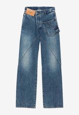 Twisted-Waist Straight-Leg Jeans