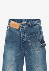 Twisted-Waist Straight-Leg Jeans