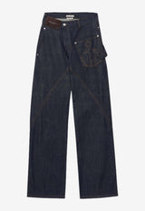 Twisted-Waist Straight-Leg Jeans