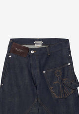 Twisted-Waist Straight-Leg Jeans