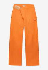 Twisted-Waist Straight-Leg Jeans