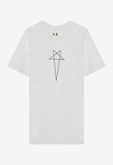 Rick Owens DRKSHDW Pentagram Print T-shirt White DU01E3250RNEP3P/Q_DARKS-1109