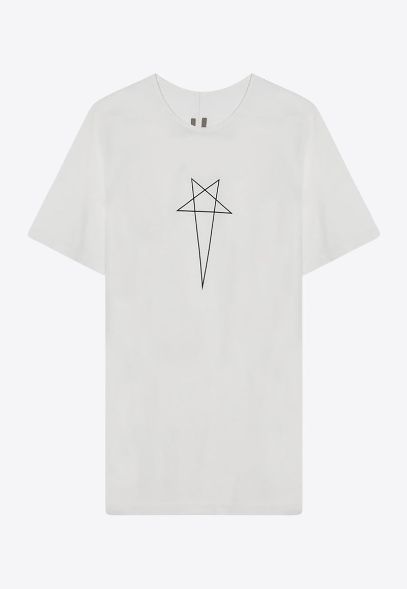 Rick Owens DRKSHDW Pentagram Print T-shirt White DU01E3250RNEP3P/Q_DARKS-1109