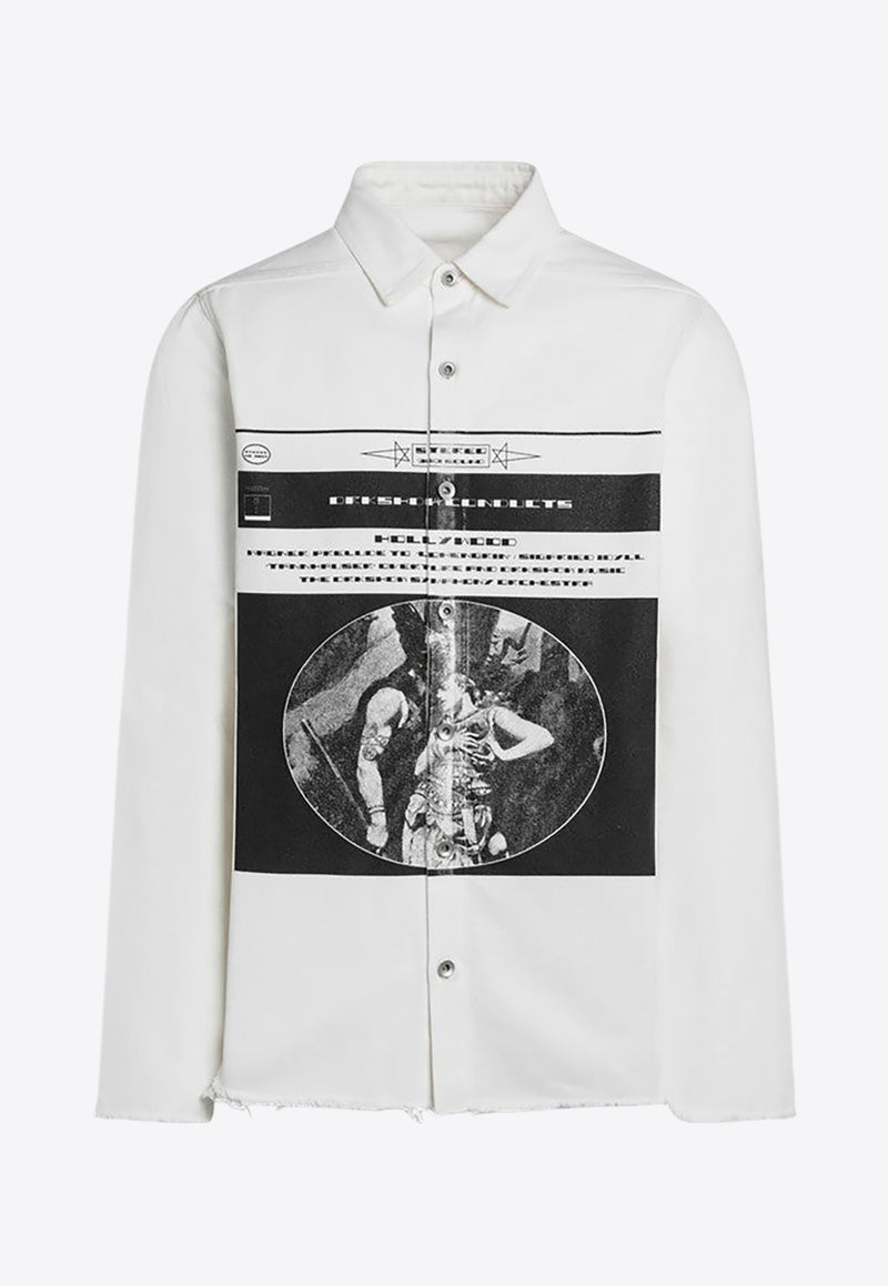 Rick Owens DRKSHDW Graphic Print Long-Sleeved Shirt White DU01E3755DMWEP1/Q_DARKS-110911