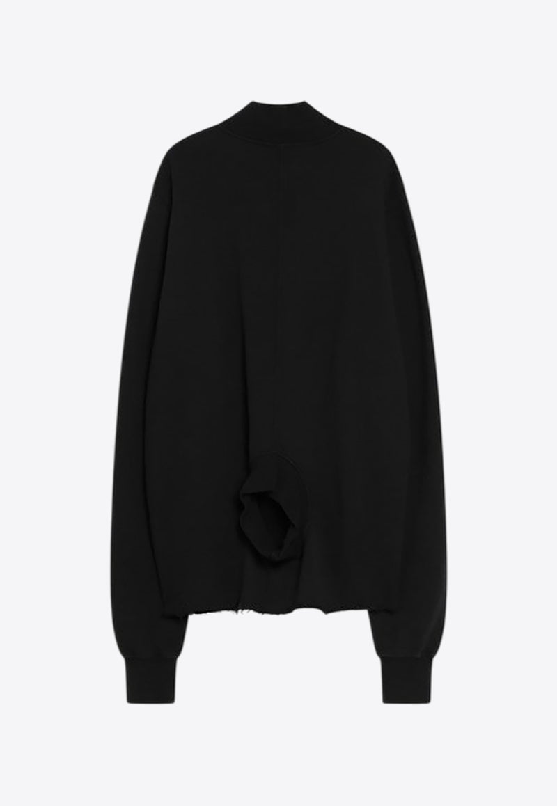 Rick Owens DRKSHDW Mock-Neck Sweatshirt with Open Back Black DU02E7263FSL/R_DARKS-09