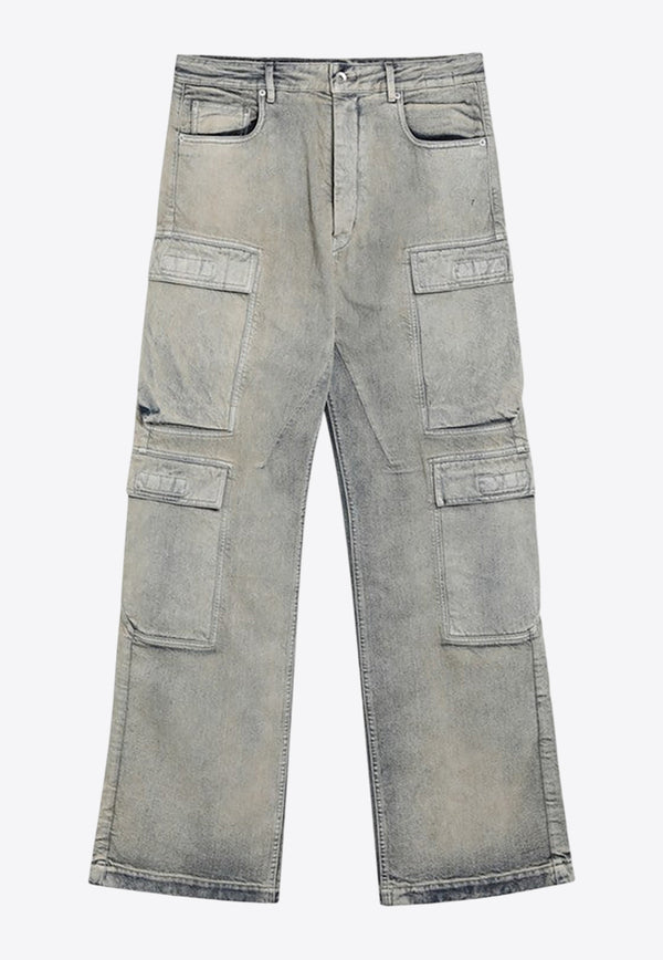 Rick Owens DRKSHDW Vintage-Effect Cargo Jeans Pearl DU02E7361DMP/R_DARKS-38