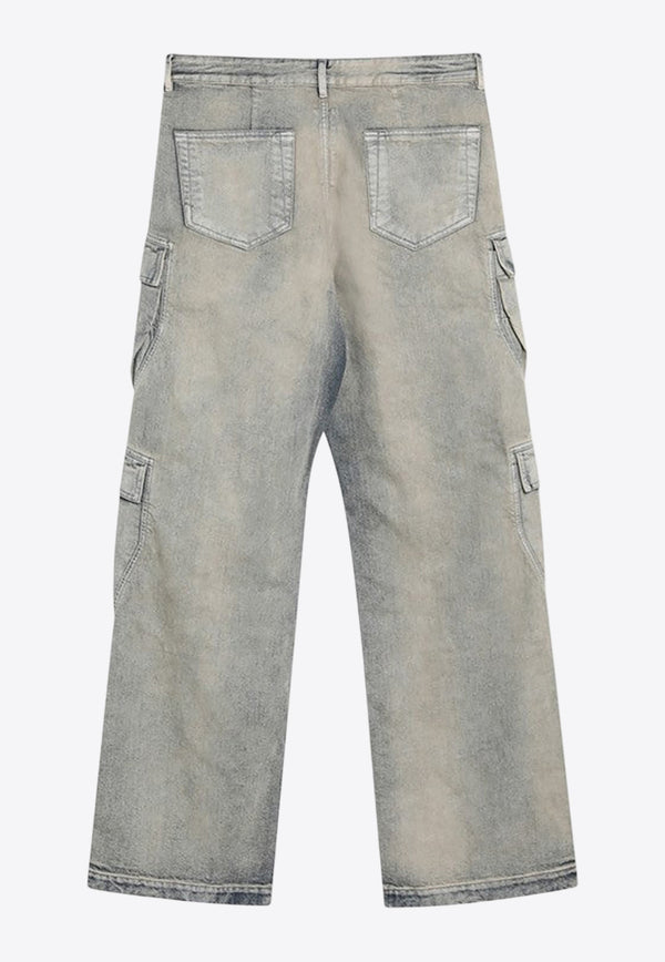 Rick Owens DRKSHDW Vintage-Effect Cargo Jeans Pearl DU02E7361DMP/R_DARKS-38