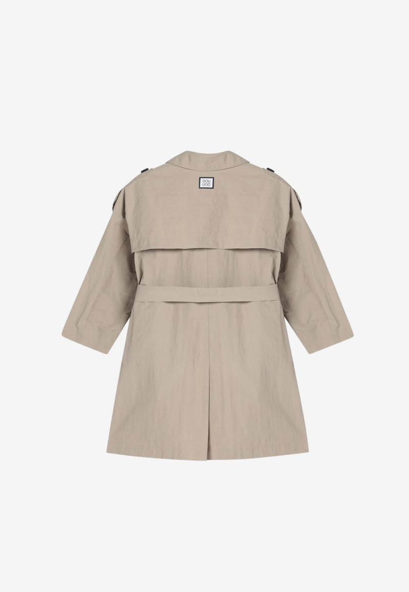 Douuod Kids Girls Double-Breasted Trench Coat Beige DW2P40-BN0352/Q_DOUD-113