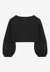 Douuod Kids Girls Cropped Sweatshirt Black DX4A00Z3402/R_DOUD-930