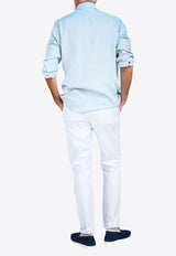 Les Canebiers Divin Button-Up Shirt in Linen Blue