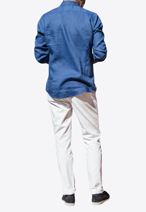 Les Canebiers Divin Button-Up Shirt in Linen Blue