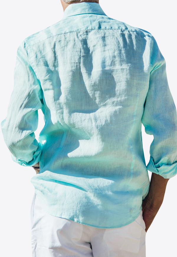 Les Canebiers Divin Button-Up Shirt in Linen Light Green