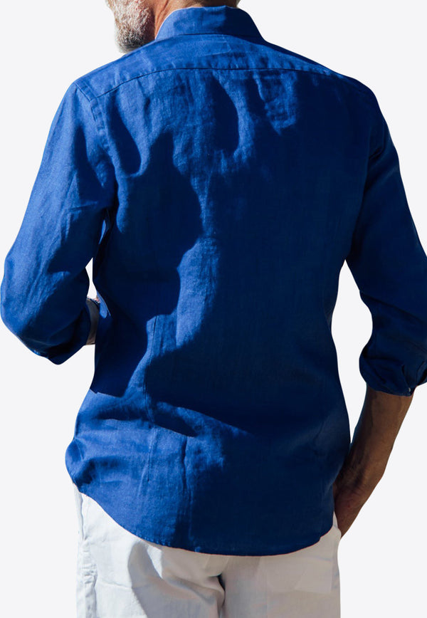 Les Canebiers Divin Button-Up Shirt in Linen Ocean