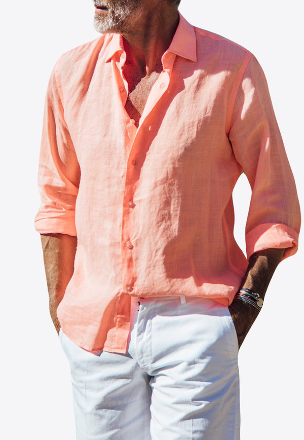 Les Canebiers Divin Button-Up Shirt in Linen Orange