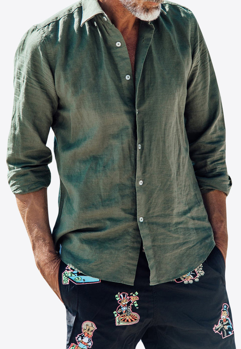 Les Canebiers Divin Button-Up Shirt in Linen Khaki