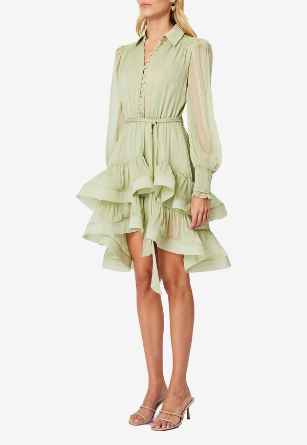 Elliatt Poppy Day Ruffled Mini Dress Pistachio E1062427LIGHT GREEN