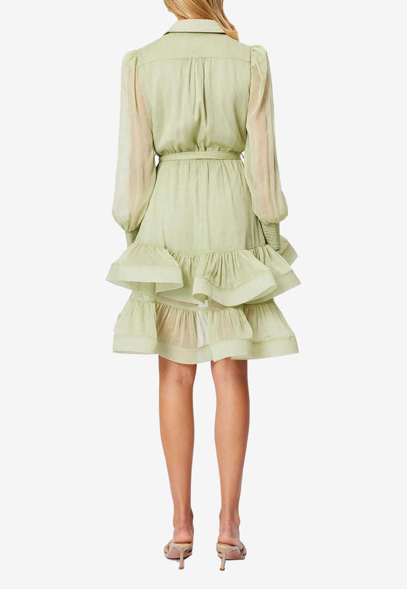 Elliatt Poppy Day Ruffled Mini Dress Pistachio E1062427LIGHT GREEN