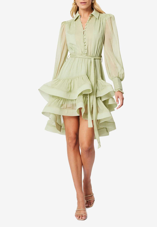 Elliatt Poppy Day Ruffled Mini Dress Pistachio E1062427LIGHT GREEN