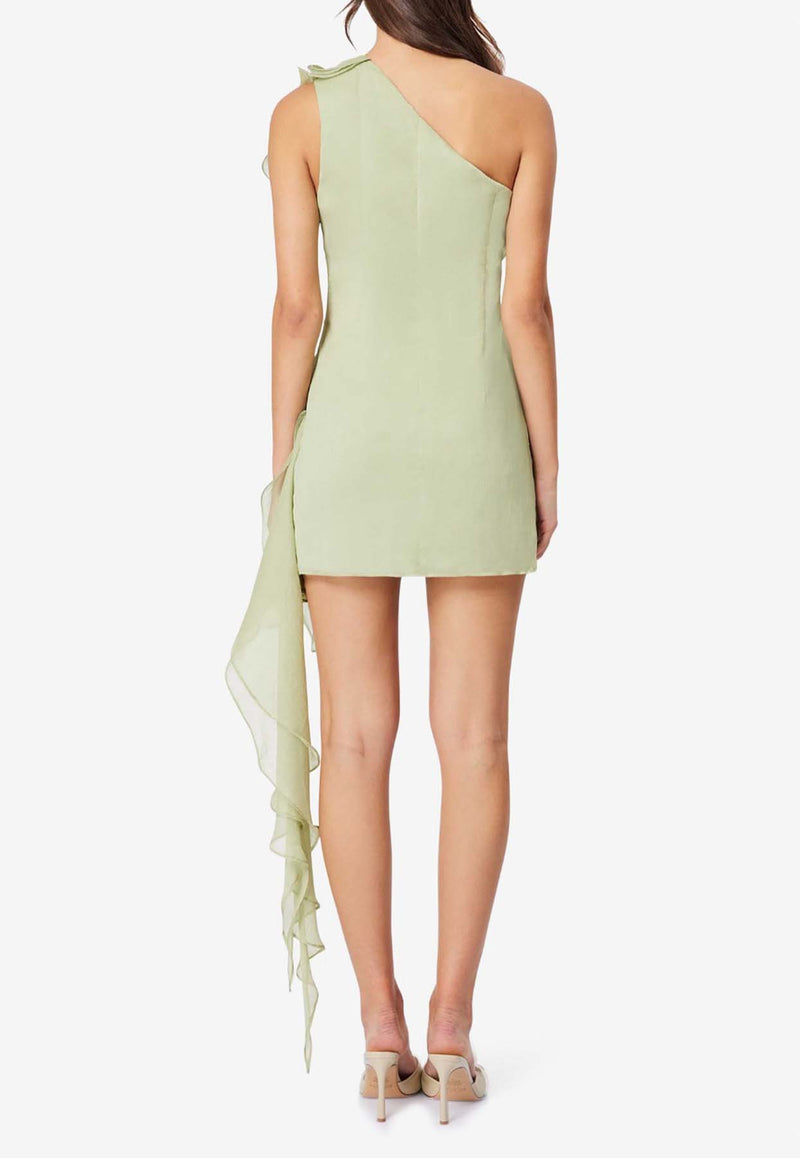 Elliatt Poppy One-Shoulder Ruffled Mini Dress Pistachio E1062429LIGHT GREEN