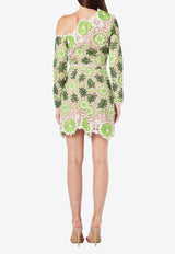 Elliatt Balmoral One-Shoulder Floral Lace Mini Dress E2092308GREEN MULTI