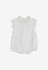 Teddy & Minou Baby Girls Ruffled Onesie White E25TU007C0070CO/Q_TEDDY-100