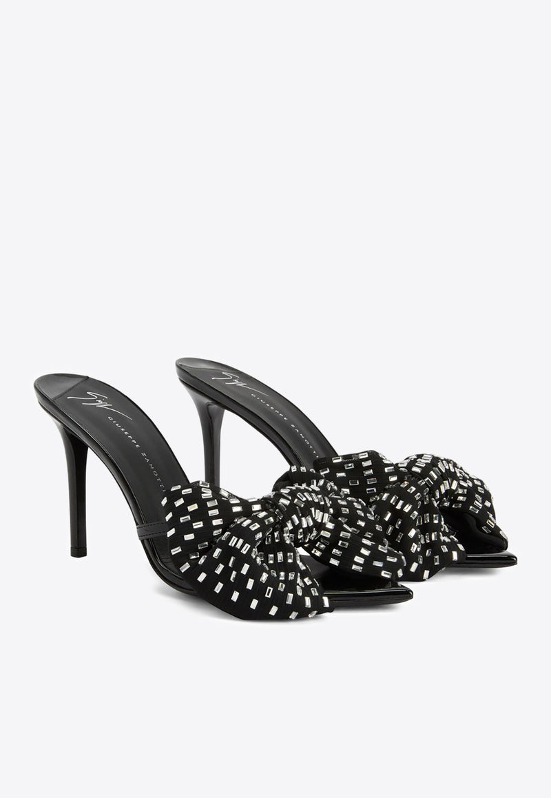 Giuseppe Zanotti Alexandrine Intriigo 90 Bow-Appliqué Mules Black E400039-001BLACK