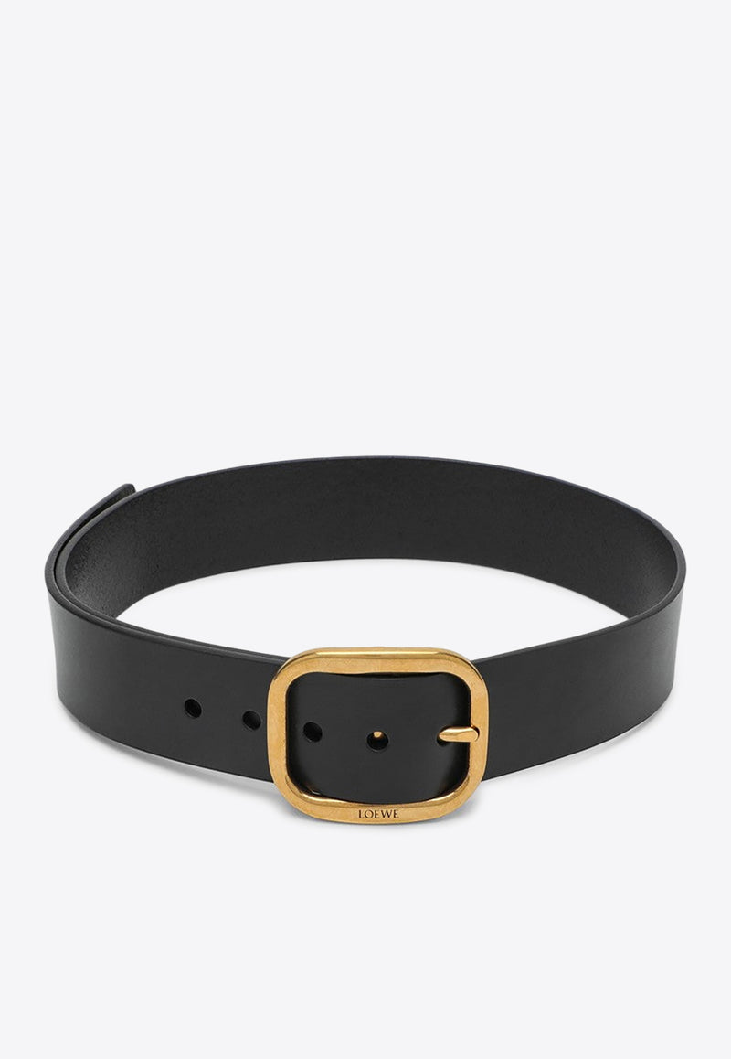 Loewe Logo Engraved Leather Buckle Belt Black E619244XAILE/P_LOEW-8654