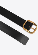 Loewe Logo Engraved Leather Buckle Belt Black E619244XAILE/P_LOEW-8654