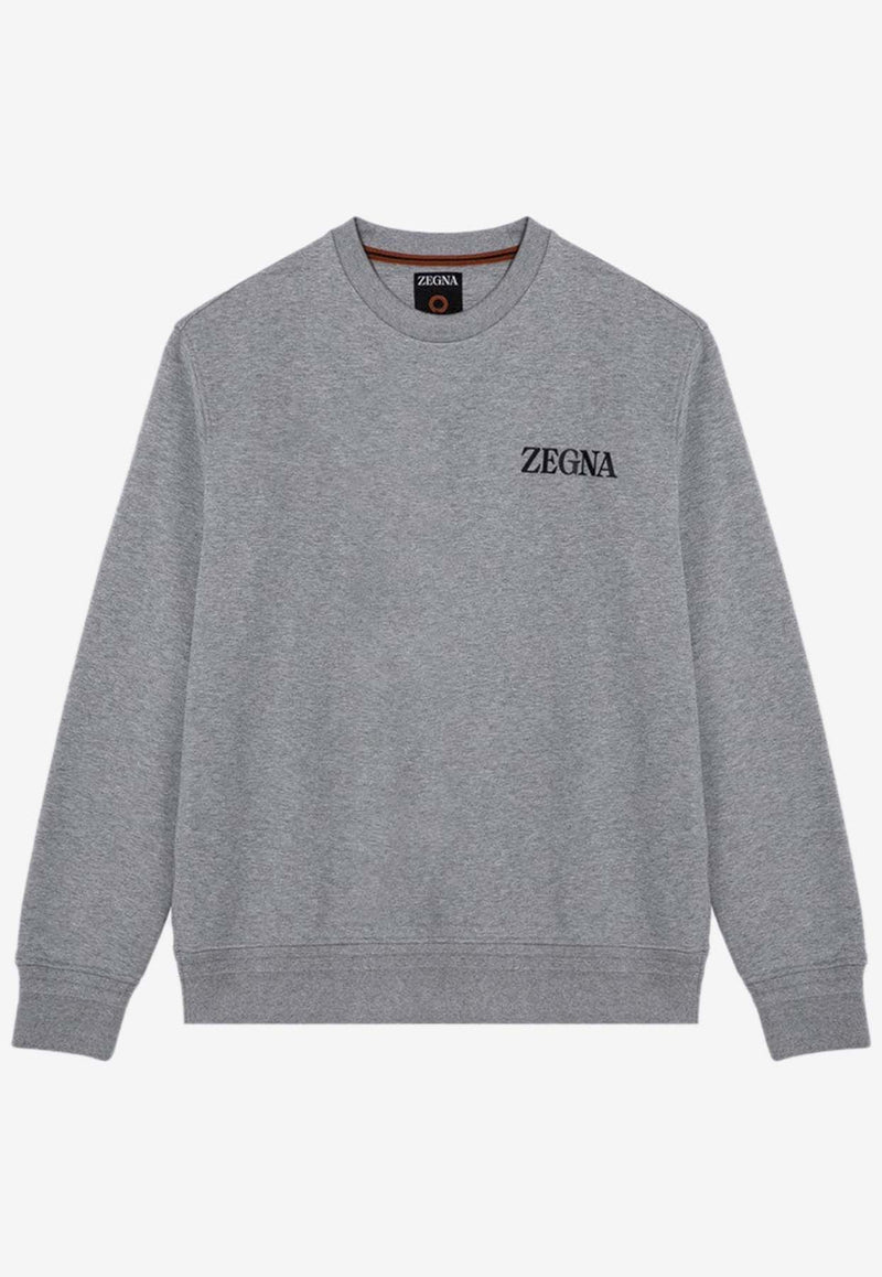 ZEGNA Logo Print Crewneck Sweatshirt Gray E872UE522A8/P_ZEGNA-K95