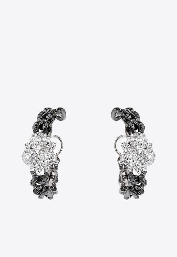 Yeprem Black Strada Diamond Hoop Earrings in 18-karat White Gold EA2184