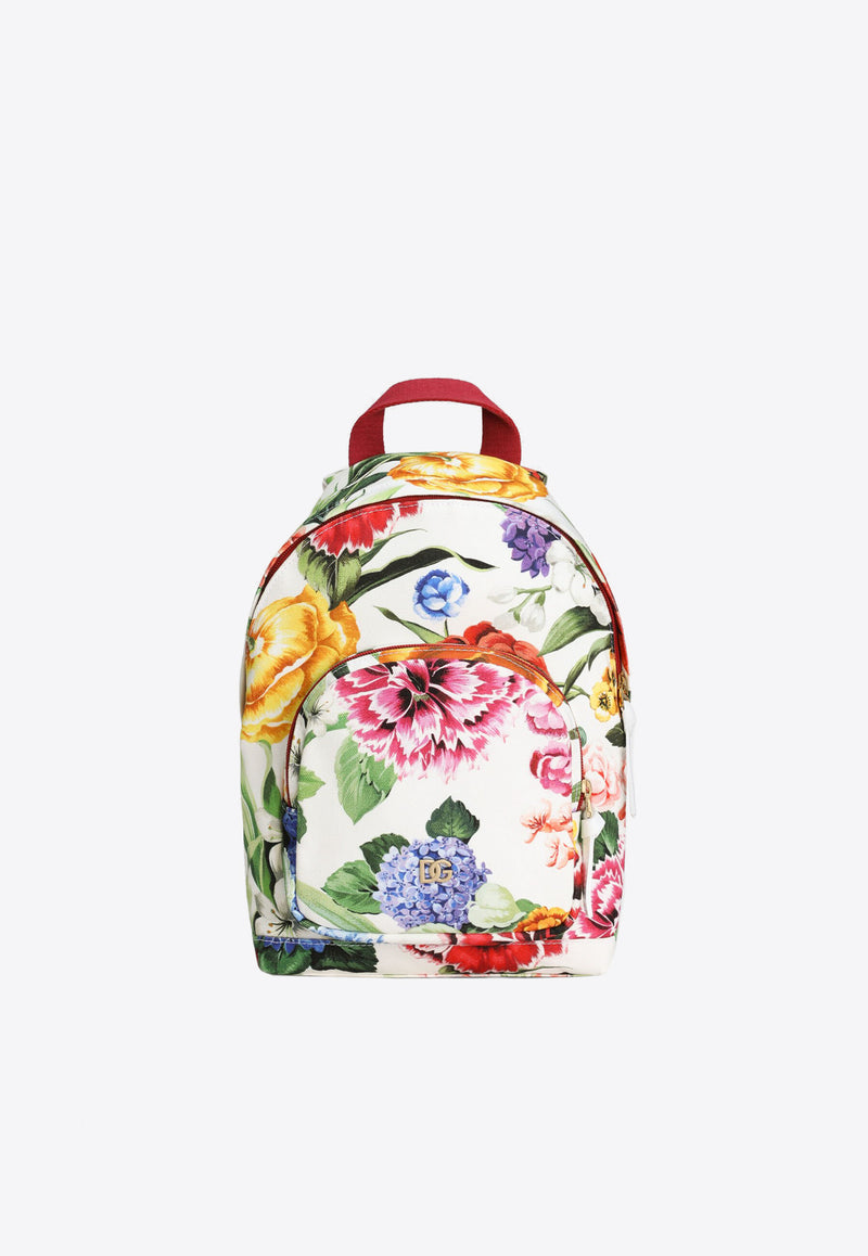 Dolce & Gabbana Kids Girls Floral Print Canvas Backpack EB0105 A6571 HA5KU Multicolor