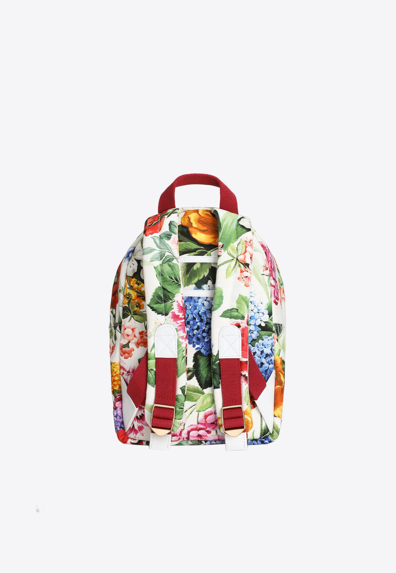 Dolce & Gabbana Kids Girls Floral Print Canvas Backpack EB0105 A6571 HA5KU Multicolor
