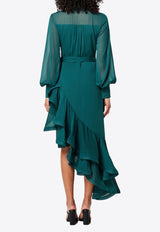Elliatt Genevieve Asymmetric Ruffled Dress Green EB1052110DARK GREEN