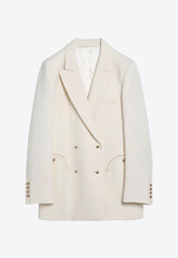 Blazé Milano Double-Breasted Wool Blazer Cream EBD19-ESSE068/P_BLAZE-0001