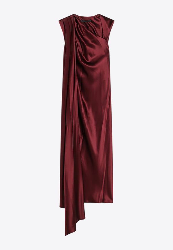 Max Mara Pianoforte Edolo Asymmetric Midi Dress with Cape Raspberry EDOLOVI/R_MAXMP-040