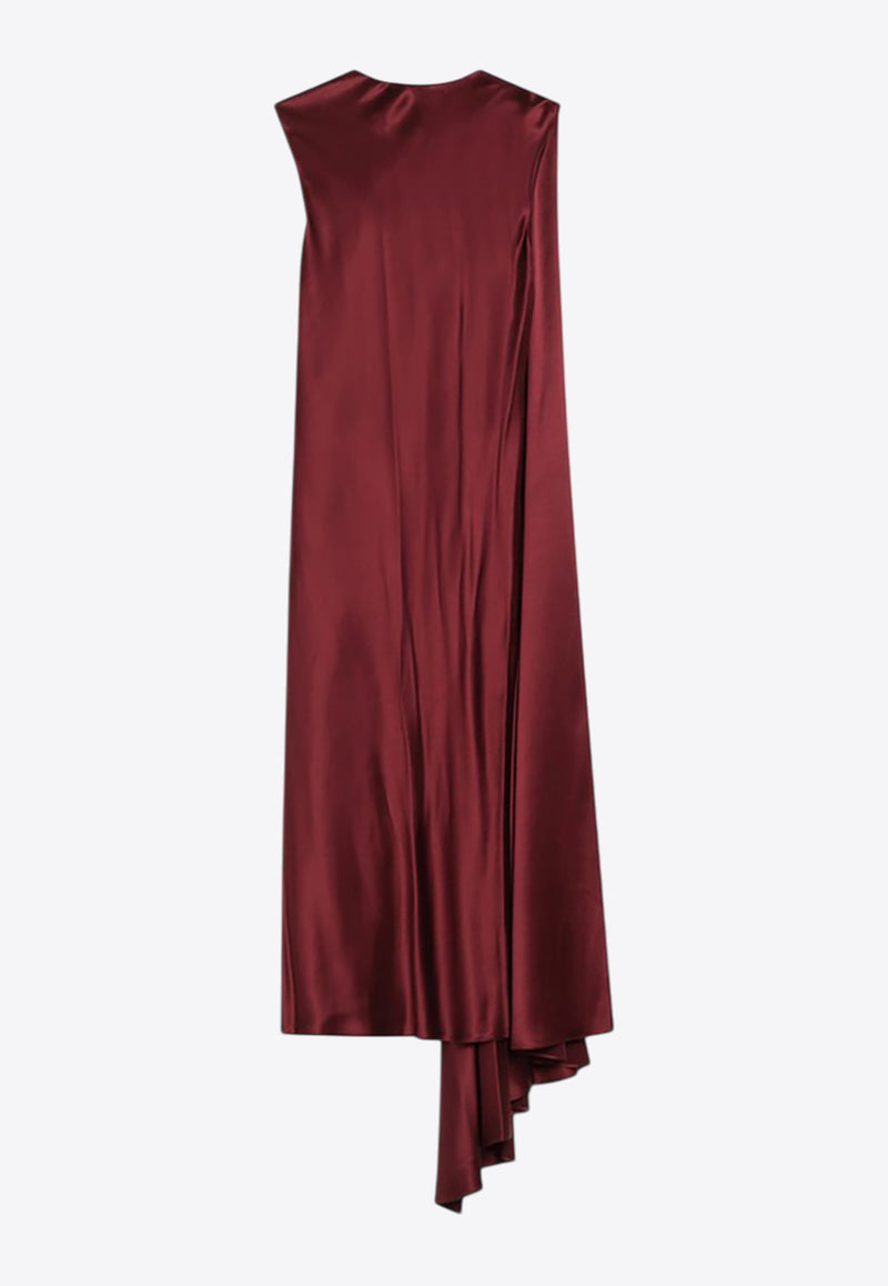 Max Mara Pianoforte Edolo Asymmetric Midi Dress with Cape Raspberry EDOLOVI/R_MAXMP-040