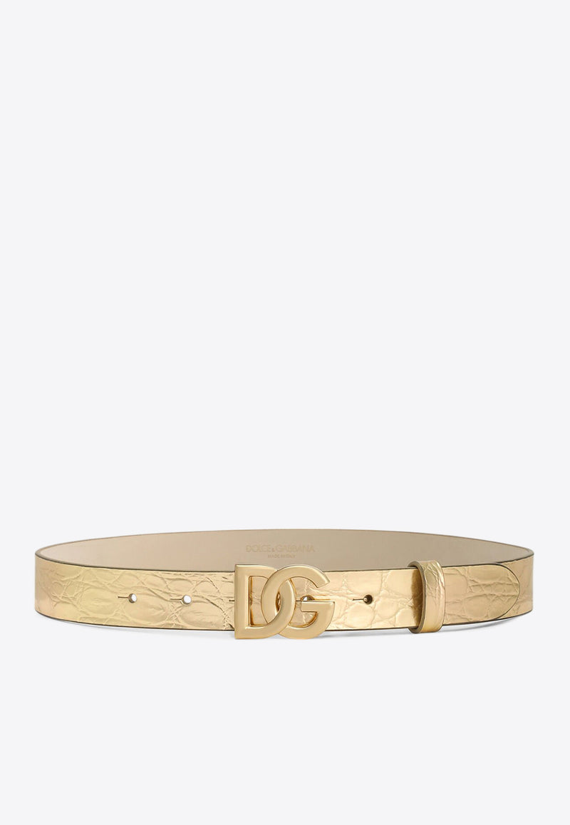 Dolce & Gabbana Kids Girls Croc Print Belt EE0068 AC459 8H944 Gold